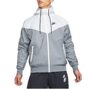 Nike Men's Windrunner Hooded Jacket. White/Grey